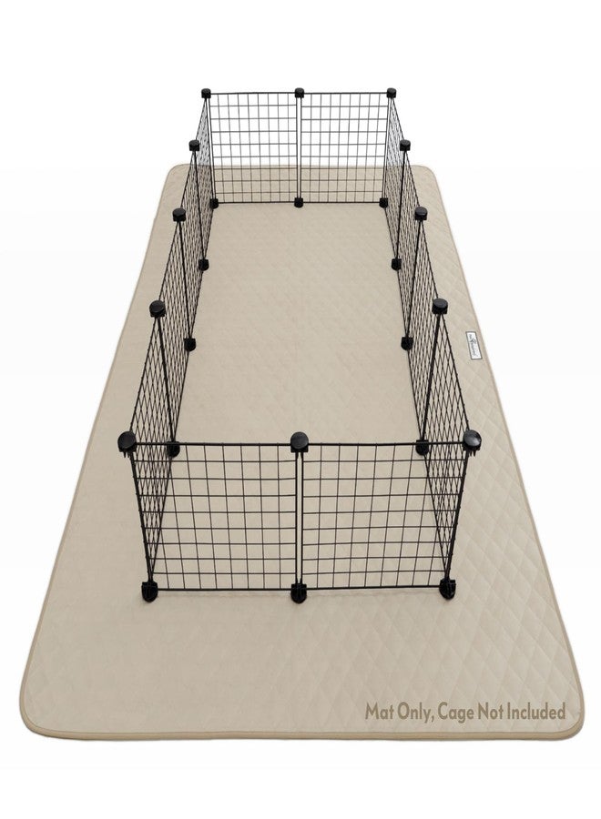 Paw Inspired Playpen Mat, Super Absorbent Fleece Cage Liner with Non-Slip Bottom, Waterproof Pet Play Pen Pad for Dogs, Rabbits, Guinea Pigs, Hamsters, Small Animals (Tan, 80x50 Inch Rectangular) - Image 1
